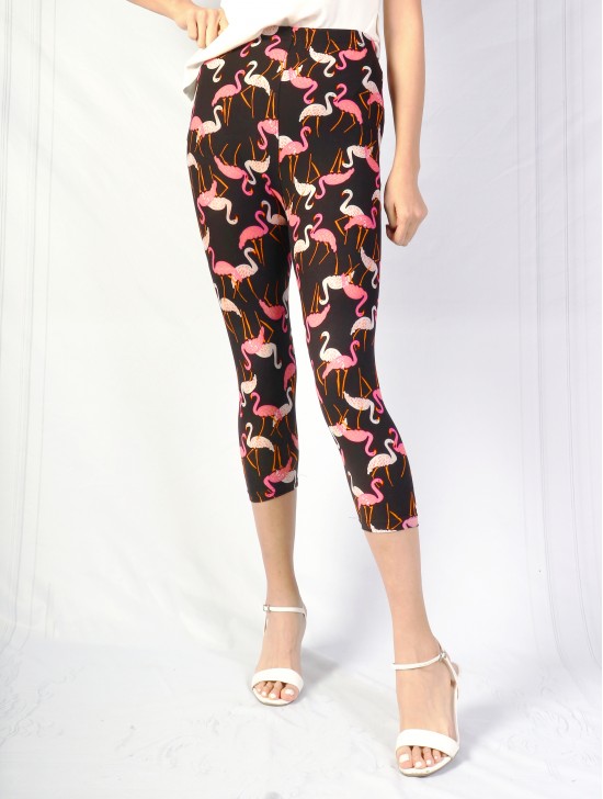 Flamingo Print Stretch Capri